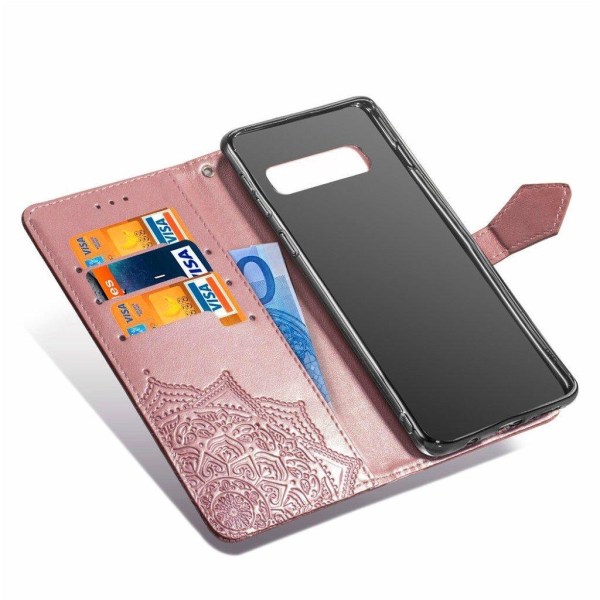 Mandala läder Samsung Galaxy S10 Plus fodral - Rosa Rosa