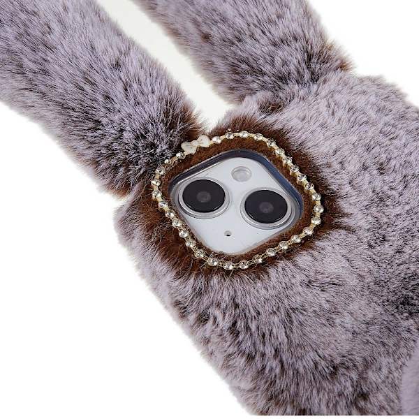 Fluffy Rabbit iPhone 14 Plus skal - Brun Brun
