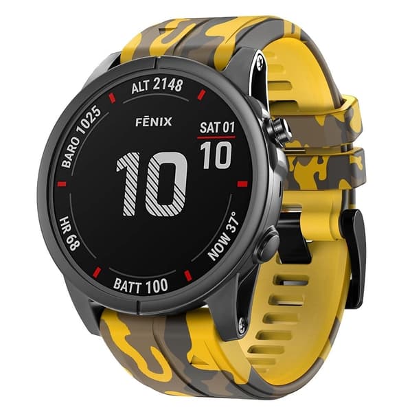 22 mm silikoneurrem til Garmin- og Coros-ure - Camouflage Gul Yellow