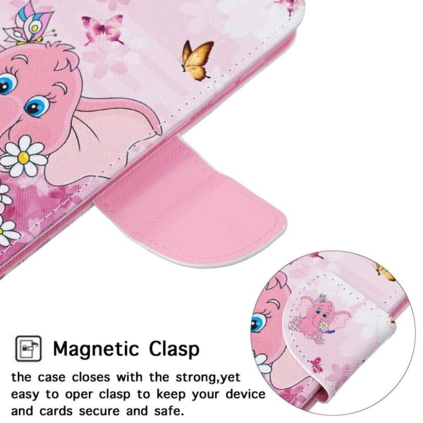 Mønstertryk tegnebog læderetui med rem iPhone 11 Pro Max 6,5 tom Pink
