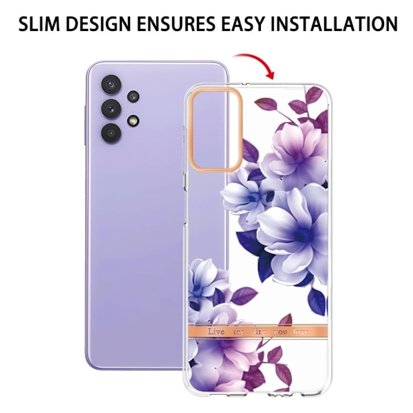 Supertunt och tåligt mjukpärmfodral för Samsung Galaxy M32 5G / A32 5G - Lila Begonia Lila