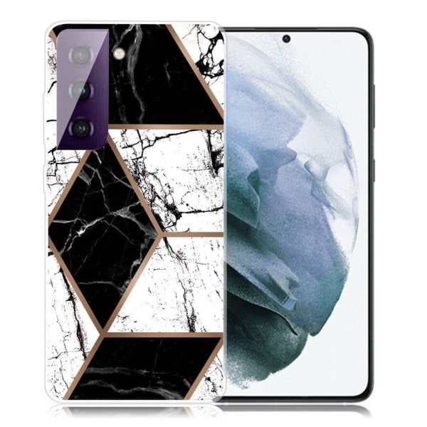 Marble Samsung Galaxy S21 Plus Etui - Black and White Marble Sha Multicolor