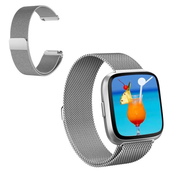 Fitbit Versa 3 hållbar rostfritt stål klockarmband - silver Silvergrå
