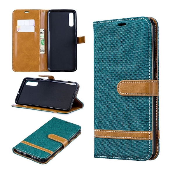 Jeans Samsung Galaxy A70 flip case - Vihreä Green