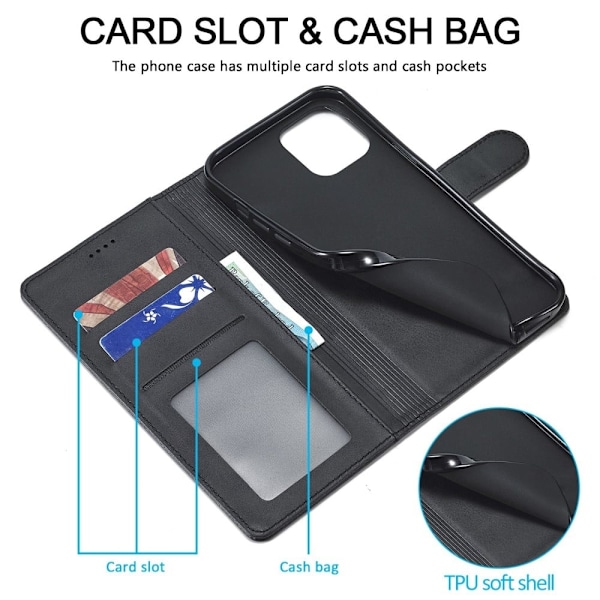LC.IMEEKE iPhone 14 Läppäkotelo - Musta Black