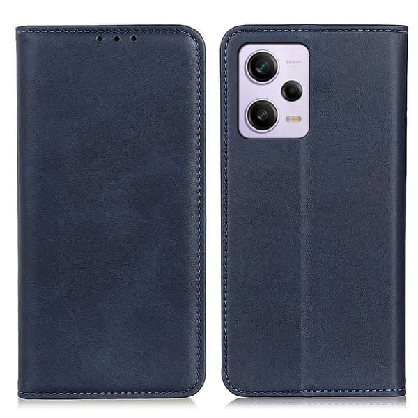 Flip Etui med Pung i Ægte Læder til Xiaomi Redmi Note 12 Pro - Blå Blue