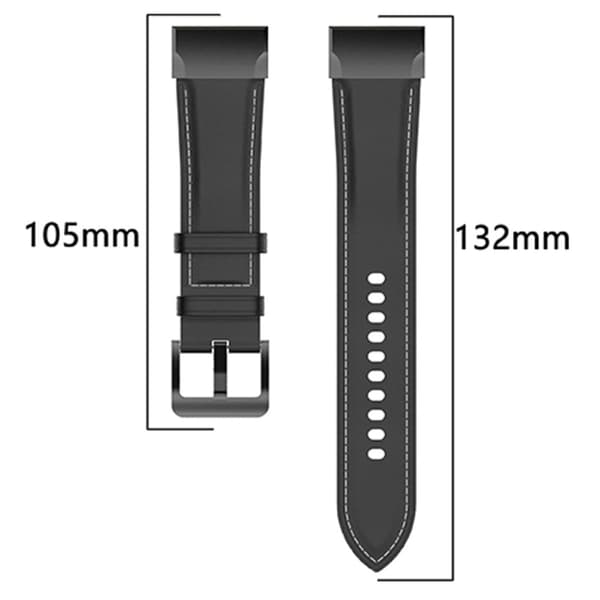 Aito säädettävä nahkaranneke Garmin-kelloon - Musta Black