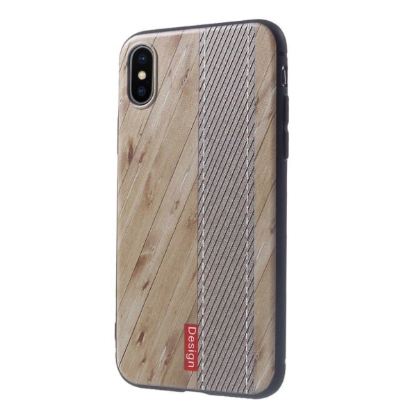 iPhone XS embossed pattern case - Beige Wood Texture Beige