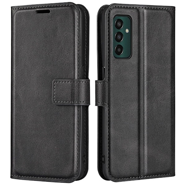 Hållbart konstläder Samsung Galaxy M13 4G fodral med plånbok - Svart Svart