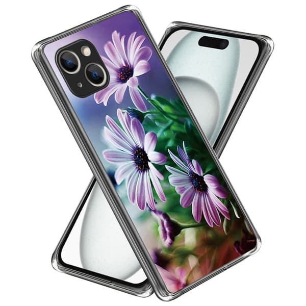 Deco iPhone 15 Plus cover - Lilla Krysantemum Purple