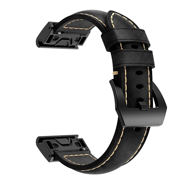 Garmin Fenix 5S aito nahkakellonauha - Musta Black