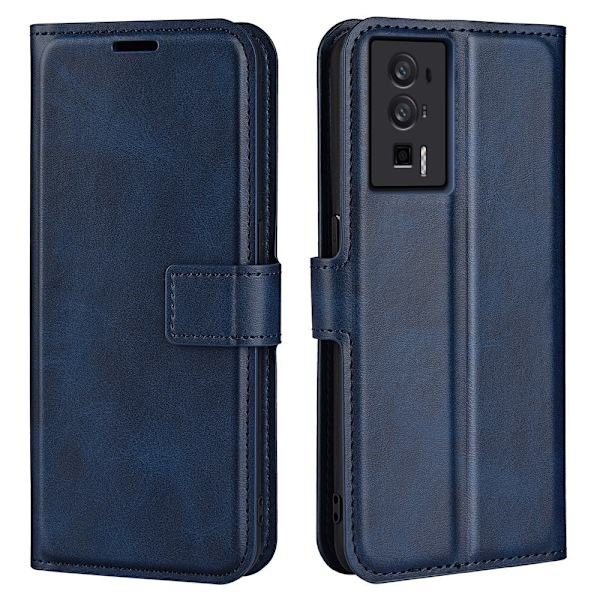 Hållbart konstläder Xiaomi Redmi K60 / Xiaomi Redmi K60 Pro fodral med plånbok - Blå Blå
