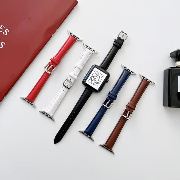Apple Watch (45 mm) enkel urrem i ægte læder - Hvid White