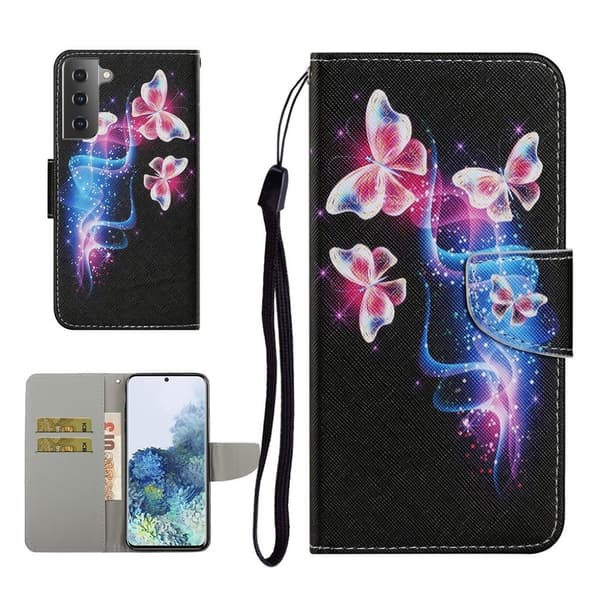 Wonderland Samsung Galaxy S21 Plus Flippetui - Livlig Sommerfugl Multicolor