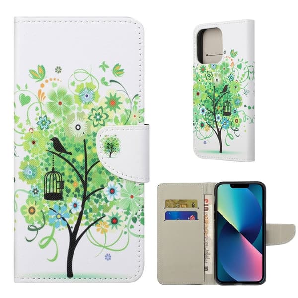 Wonderland iPhone 13 flip-etui - Grønt Tre Green