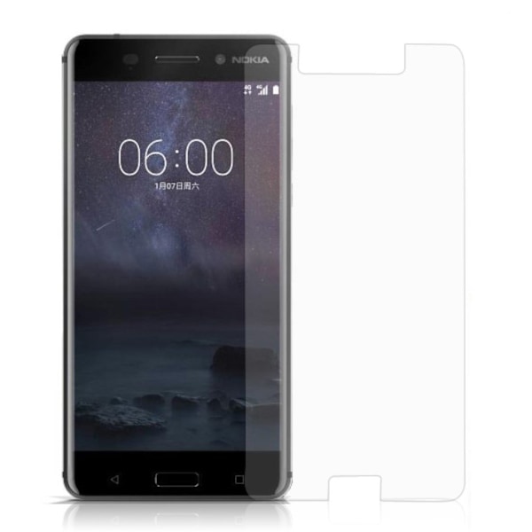 Nokia 6 kurvet skærmbeskytter som er lavet af 0.3 mm glas Transparent