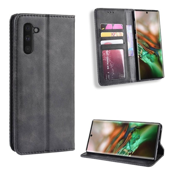 Bofink Vintage läder Samsung Galaxy Note 10 fodral - Svart Svart