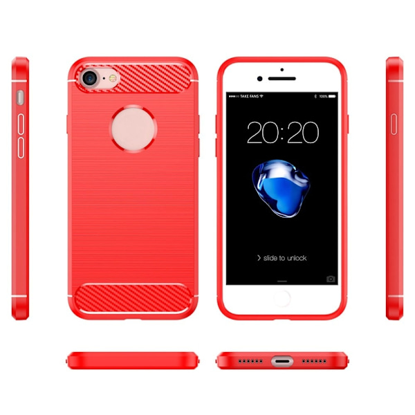 Carbon Flex etui - iPhone 8 / 7 - Rød Red