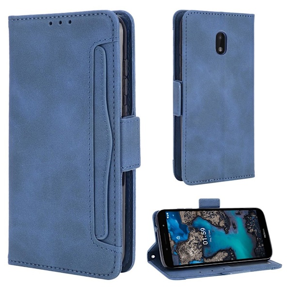 Modern-styled Lær Lommebok Etui til Nokia C1 Plus - Blå Blue