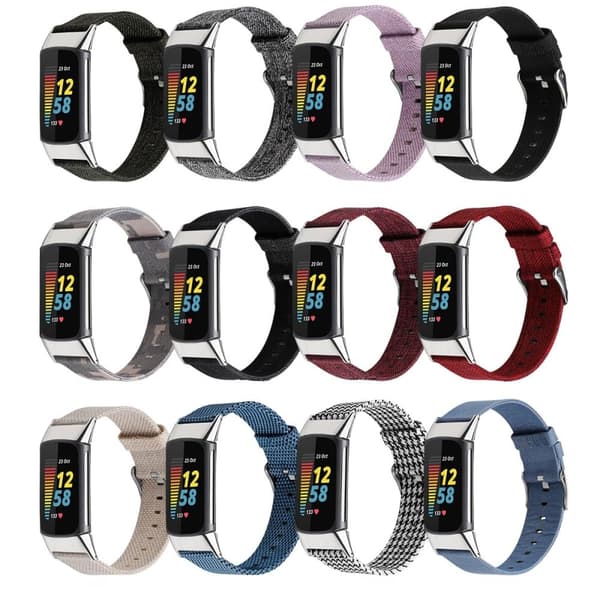 Nylon tekstuuri kellon hihna Fitbit Charge 5 - Naamiointi / Koko: S Multicolor