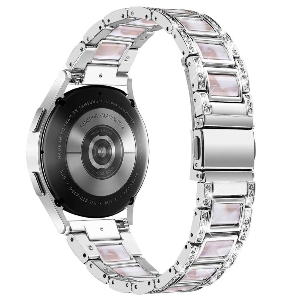 Strassikivikoristeinen hartsikellohihna Samsung Galaxy Watch 4:lle - Hopea / Vaaleanpunainen Sekoitus Silver grey