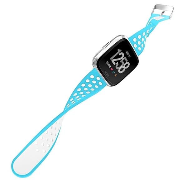 Fitbit Versa klockarmband silikon dubbelfärgad - Vit och ljusblå Blå