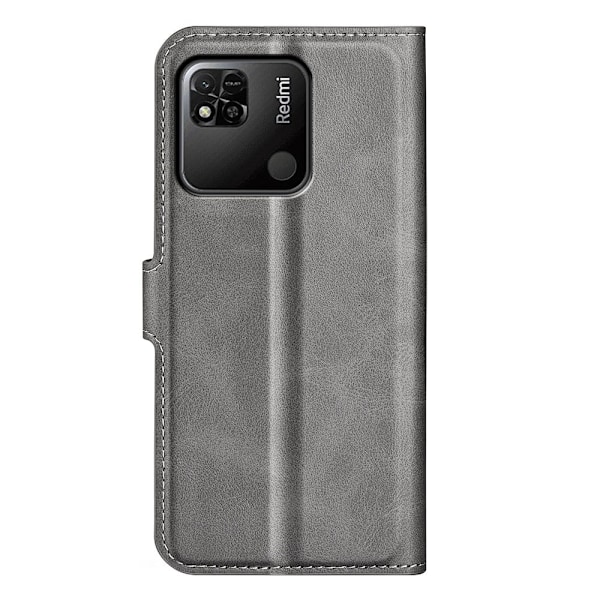 Hållbart konstläder Xiaomi Redmi 10A fodral med plånbok - Silver/Grå Silvergrå