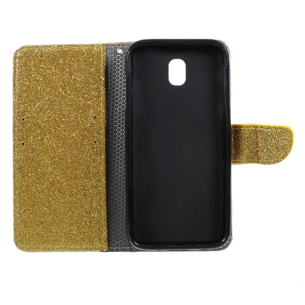 Samsung Galaxy J7 (2017) Etui laget av kunstlær og silikon – Gull Gold