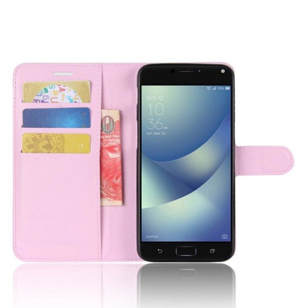 ASUS Zenfone 4 Max 5.5 (ZC554KL) Etui med Litchi skind - Lyserød Pink