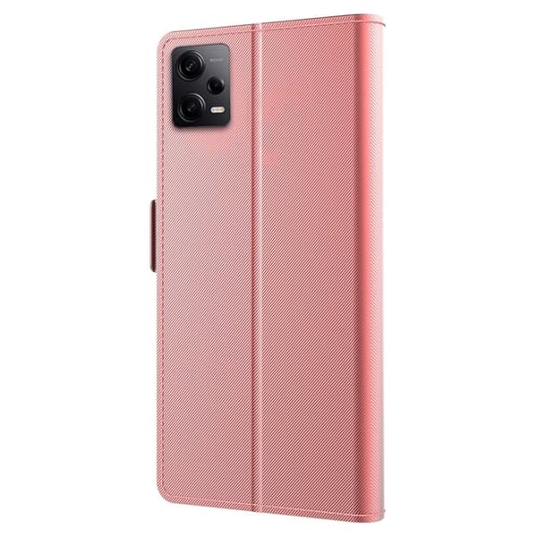 Phone Etui med Make-up Mirror og Slick Design til Xiaomi Poco X5 Pro / Redmi Note 12 Pro / 12 Pro Speed - Rødguld Pink
