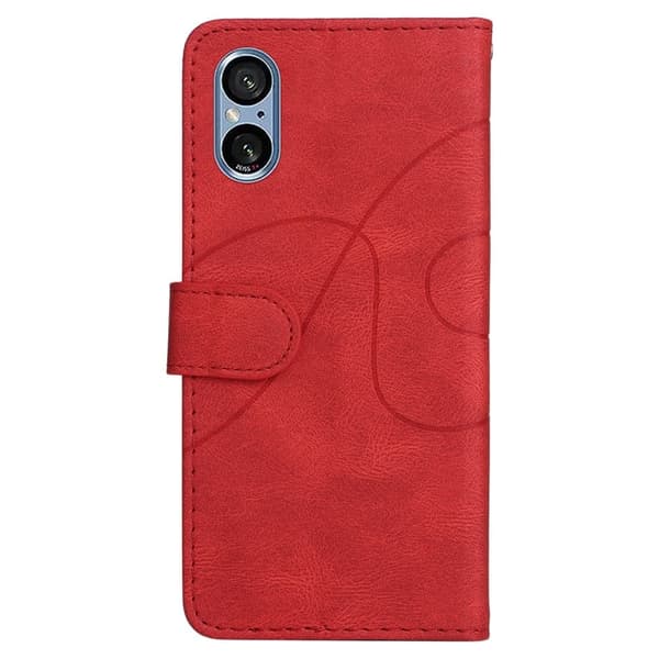 Teksturert læretui med stropp for Sony Xperia 5 V - Rød Red