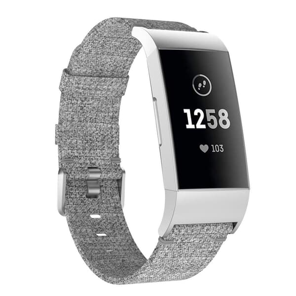 Fitbit Charge 3 klokkereim av kanvas materiale - grå Silver grey