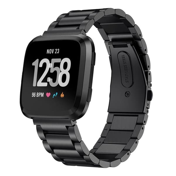 Fitbit Versa Tre beads rustfrit stål Urrem - Sort Black