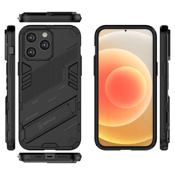 Stødsikkert hybridcover med et moderne touch til iPhone 14 Pro - Sort Black