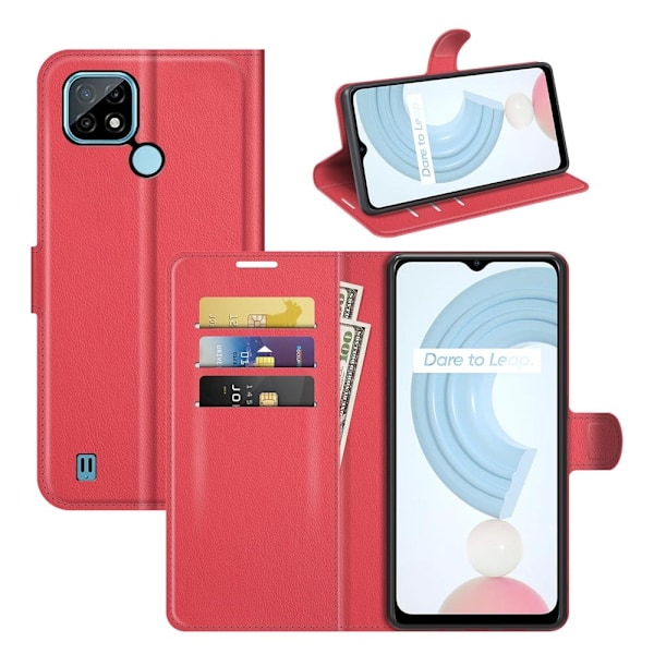 Classic Realme C21 flip kuoret - Punainen Red