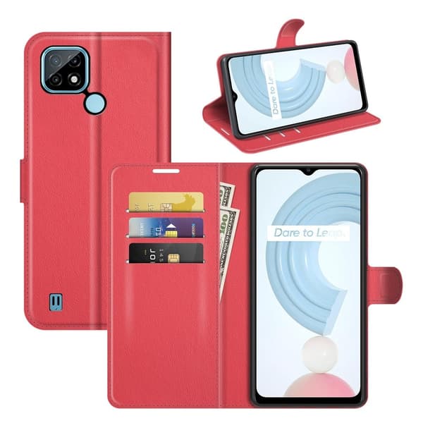 Klassisk Realme C21 flip etui - Rød Red