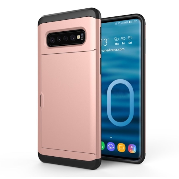 Samsung Galaxy S10 Plus korttipaikallinen hybrid Suojakotelo - Punakulta Pink