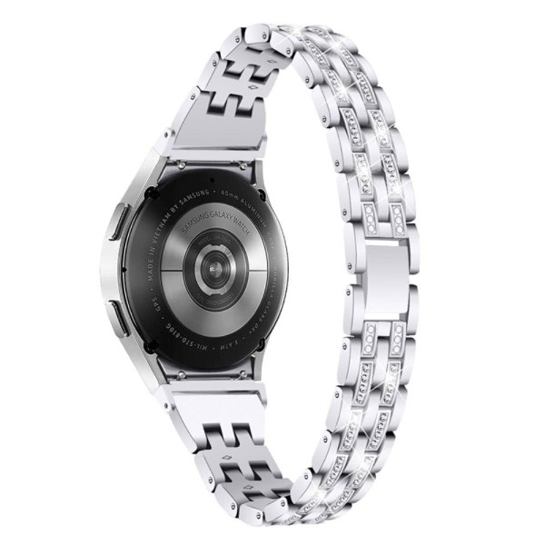 Two row rhinestone stainless steel watch strap for Samsung Galax Silver grey