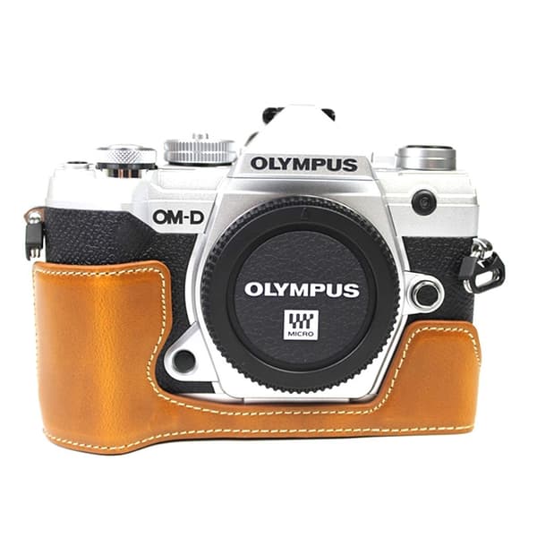 Olympus O-MD E-M5 Mark III hållbart halvfodral i läder - Brun Brun