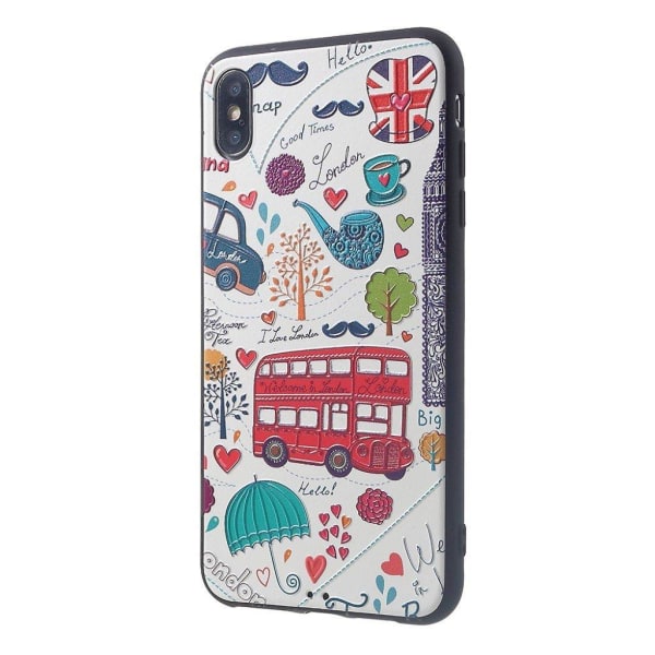 iPhone Xs Max embossed pattern case - Cartoon London Elements multifärg
