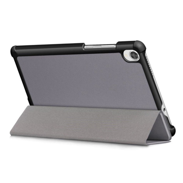 Lenovo Tab M8 litchi leather flip case - Grey Silvergrå
