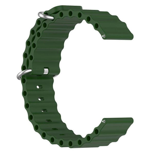 20mm Universal wave design silikone urrem - Militærgrøn Green