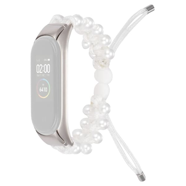 Xiaomi Mi Smart Band 4 / 3 stilig perle dekor urrem - Hvit White