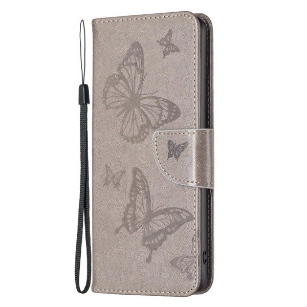 Butterfly läder Samsung Galaxy M33 5G fodral - Silver/Grå Silvergrå