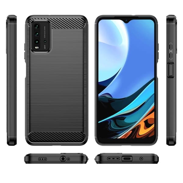 Carbon Flex Etui Xiaomi Redmi 9T / Poco M3 / Note 9 - Svart Black