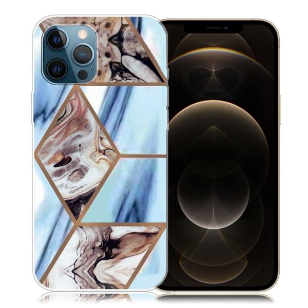 Marble iPhone 12 Pro Max Etui - Sky Blue og Brun Klinkekule Multicolor