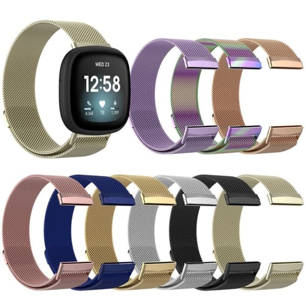 Fitbit Versa 3 klokkerem i rustfritt stål - Svart / Størrelse: S Black
