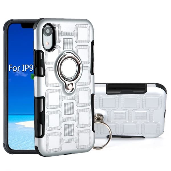 iPhone Xr hybrid etui med geometrisk mønster - Sølv Silver grey