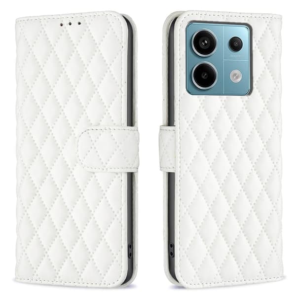Rhombus mat Xiaomi Redmi Note 13 Pro 4G flip etui - Hvid White