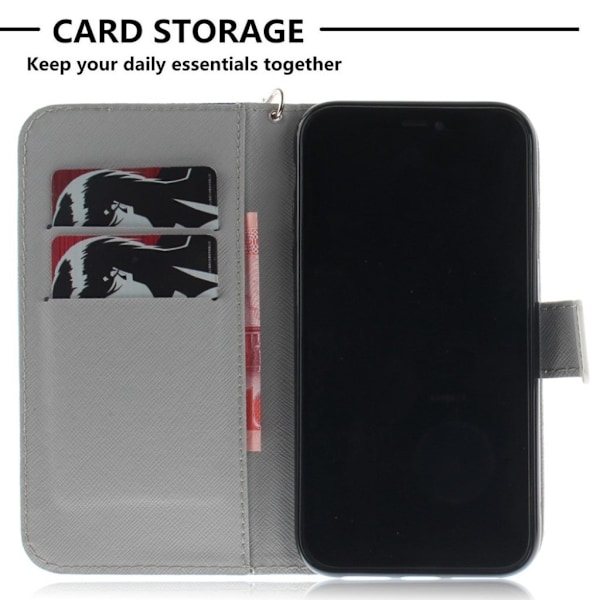 iPhone Xr flip cover i mønstret læder - Tiger Multicolor